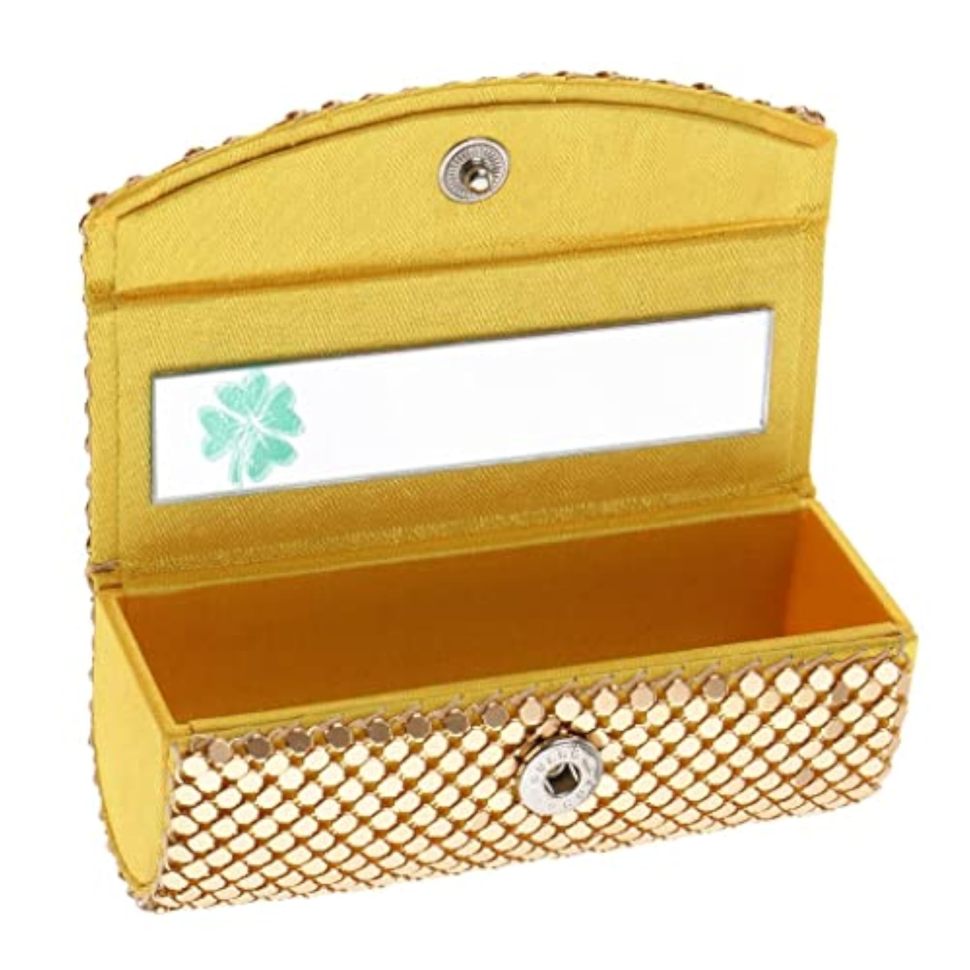 Lipstick Case Holder Organizer Bag with Mirror, Gold